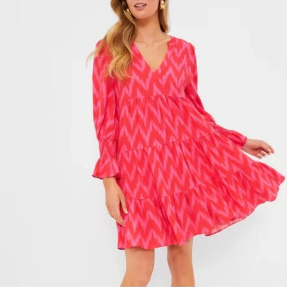 Tuckernuck Pomander Place Hot Pink Ikat Kenzo Dress XL - Picture 2 of 12
